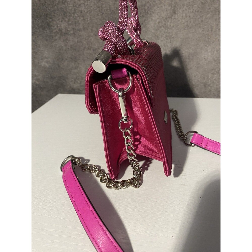 ALDO Hot Pink Rhinestone Handbag Mini Top Handle Bag With Chain Crossbody Strap - Picture 6 of 14